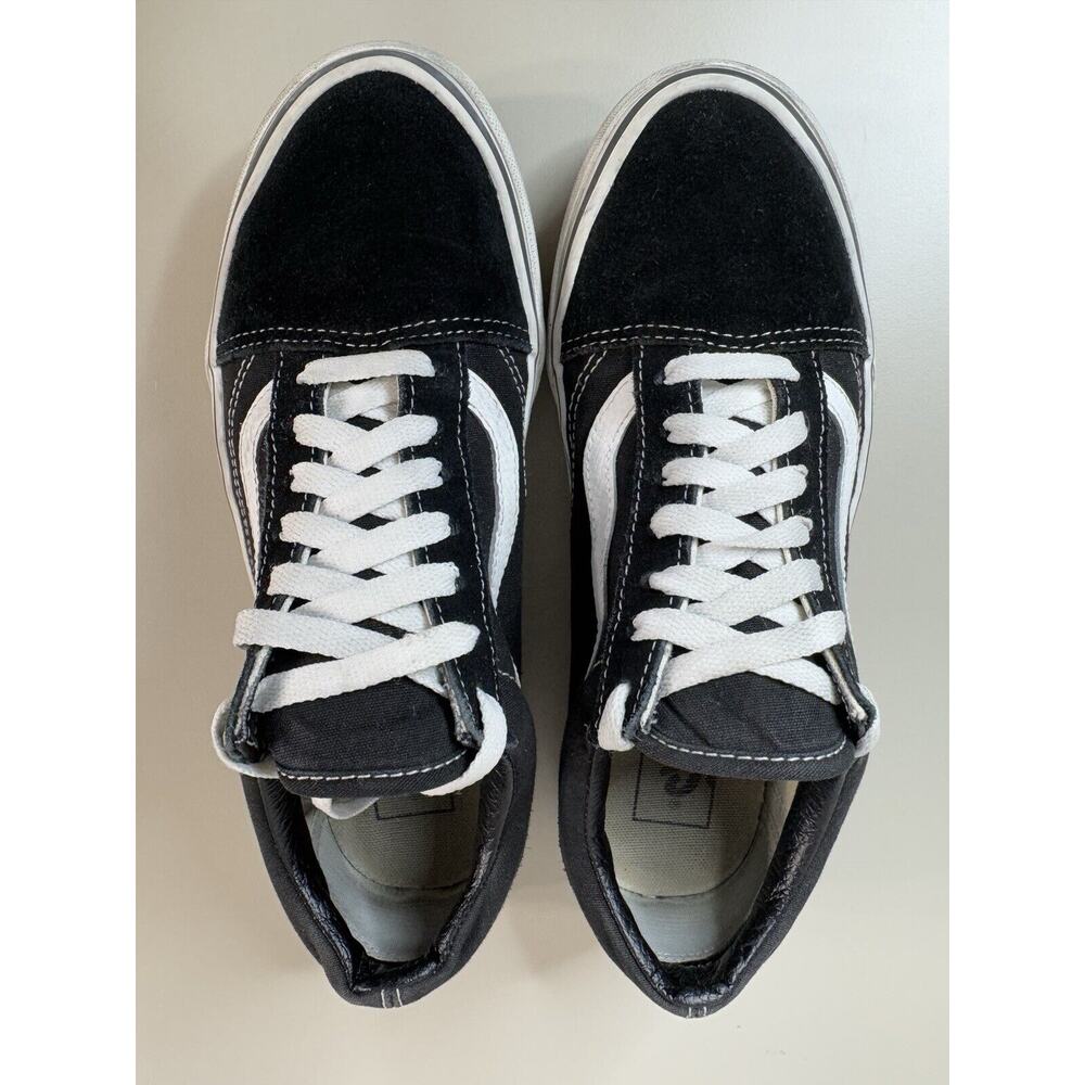 Vans Old Skool Lace Ups Shoes 6 M 7.5 W Black Suede Thrashed Rock WornIn Classic - Picture 2 of 14